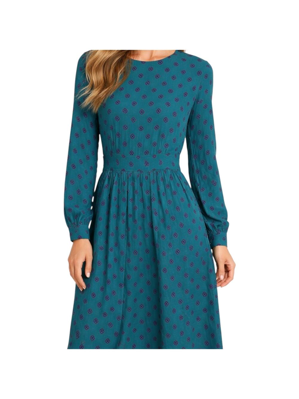 Vintage California Girl Maxi Dress 80s Long Sleeve Belted Turquoise 12